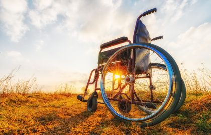wheelchair metal sunset