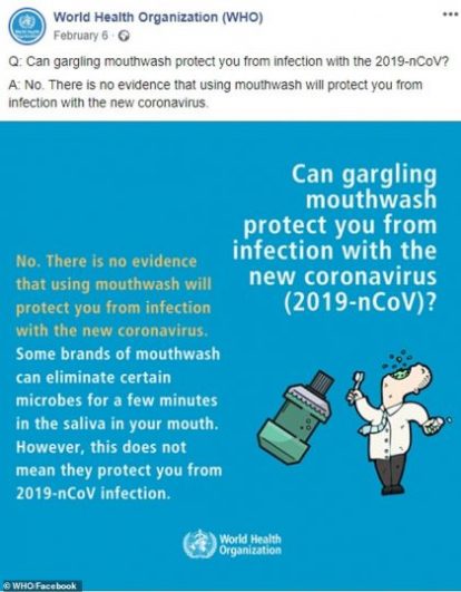 28382472 8315269 WHO has emphatically debunked the theory that gargling mouthwash a 38 1589451017745