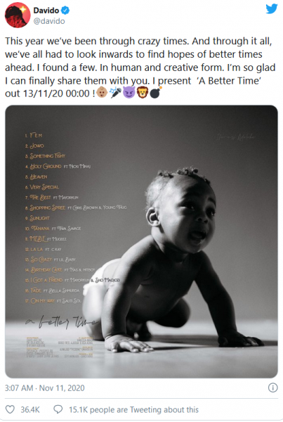 Screenshot 2020 11 11 Davido Unveils ‘A Better Time’ Album Cover Art