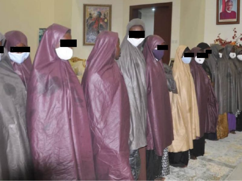 Some of the abducted girls received at the Government House Katsina.