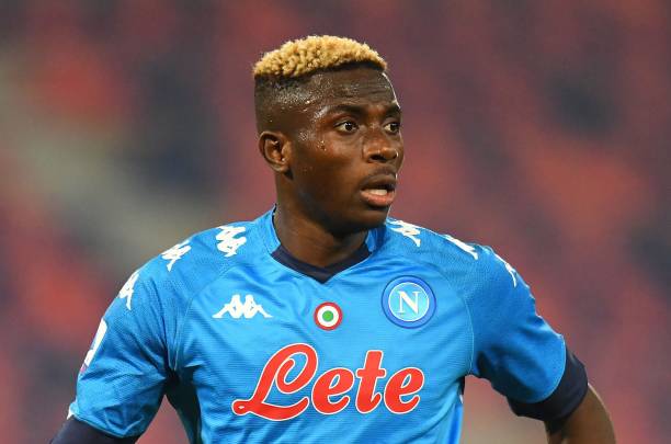 BOLOGNA, ITALY - NOVEMBER 08: Victor Osimhen of SSC Napoli looks on during the Serie A match between Bologna FC and SSC Napoli at Stadio Renato Dall'Ara on November 08, 2020 in Bologna, Italy. (Photo by Alessandro Sabattini/Getty Images)