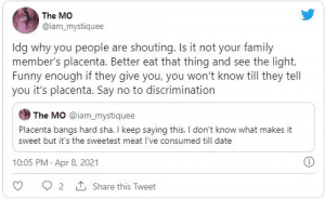 Screenshot 2021 04 09 “Placenta Of A Newborn Is The Sweetest Meat I’ve Ever Had” – Lady Says