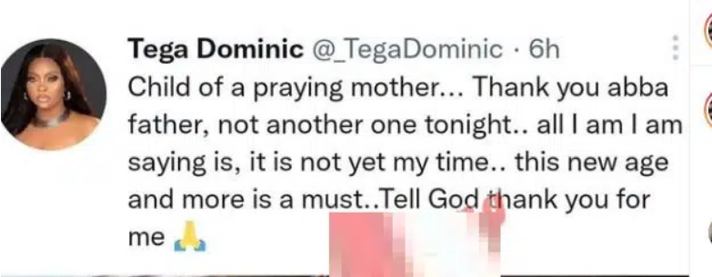 Screenshot 2021 11 22 at 08 21 48 BBNaijas Tega involve in a car accident