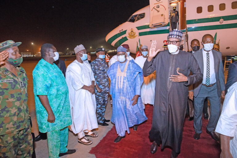 PRESIDENT BUHARI RETURN TO ABUJA 5 768x512 1