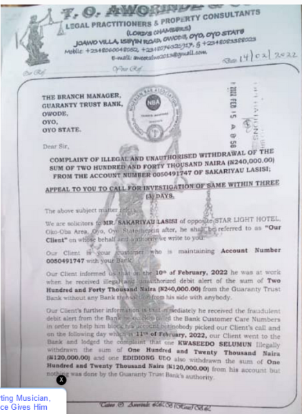 Screenshot 2022 04 28 at 17 23 38 Bricklayer Certain GTBank Stole His N240 600 Because Hes Illiterate