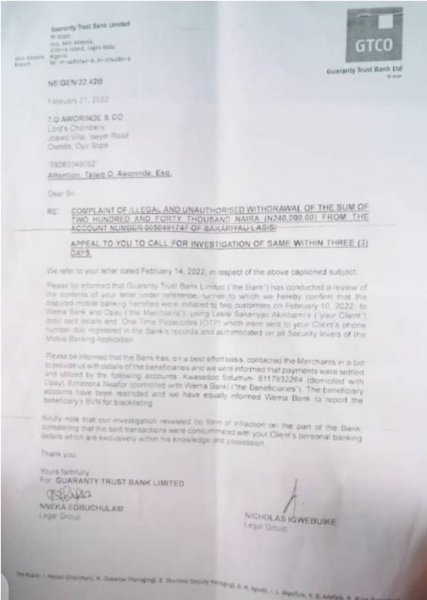 Screenshot 2022 04 28 at 17 23 46 Bricklayer Certain GTBank Stole His N240 600 Because Hes Illiterate