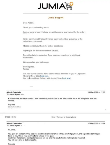 Screenshot 2022 05 25 at 08 08 19 Jumia Cancels Entrepreneurs Order But Keeps His N70 000