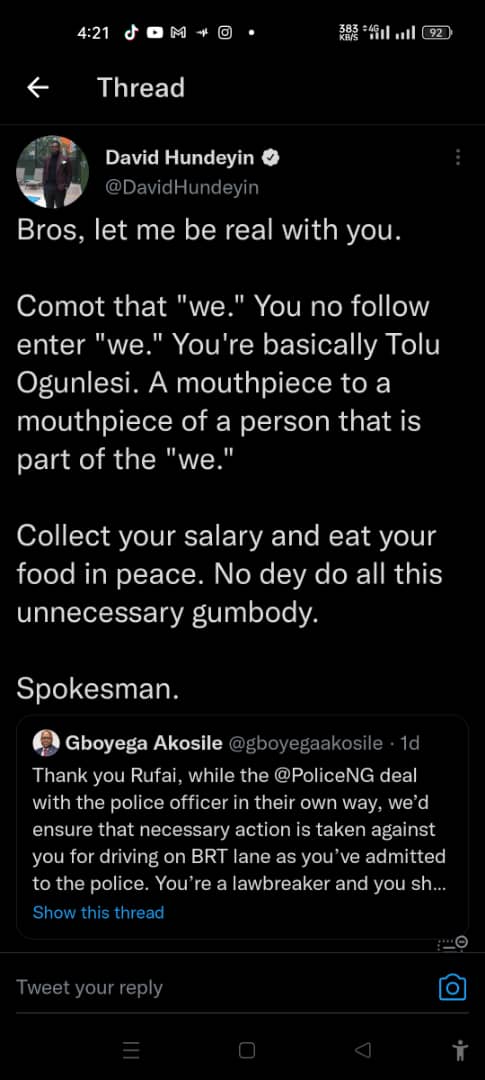 david hundeyin akosile response