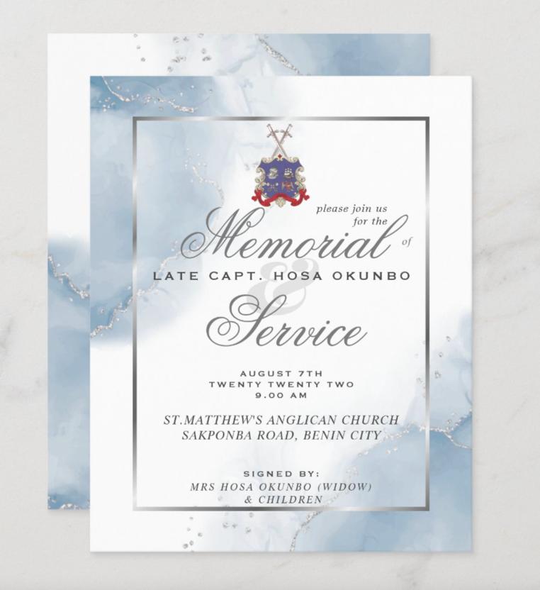 Capt. Hosa Okunbo fake memorial invite 