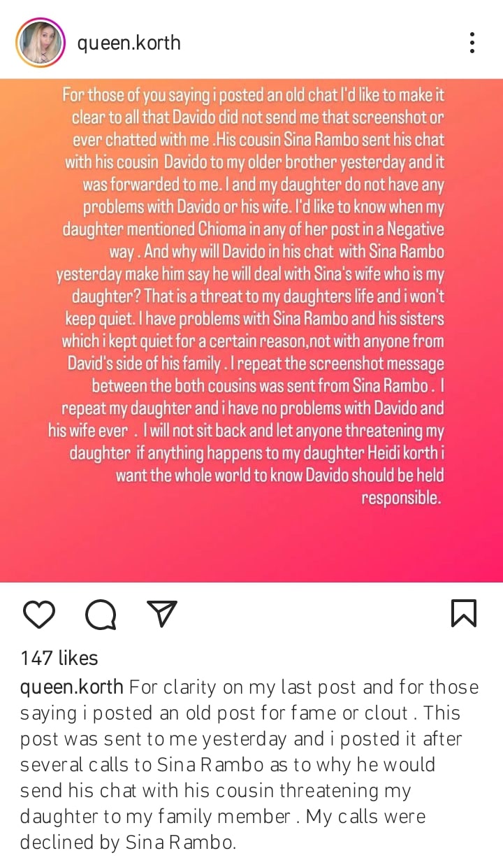 my daughter and i have no problem with davido and chioma sina rambos mother in law kemi filani blog