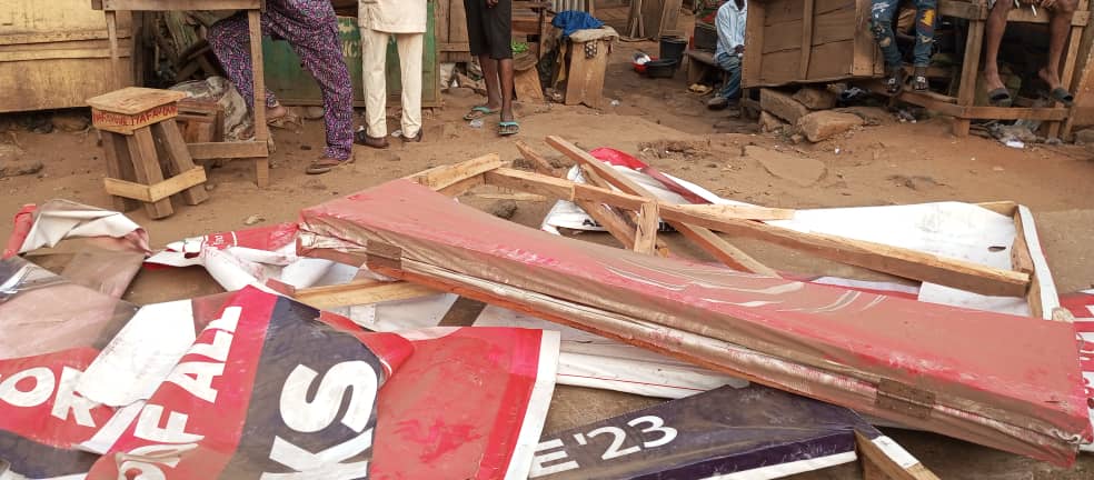 adetokunbo modupe, ondo north senatorial candidate under the pdp had his billboards and other ads destroyed by apc thugs