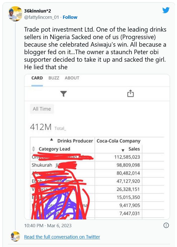 Screenshot 2023 03 07 at 15 48 05 Nigerian Lady Sacked For Celebrating Tinubus Victory Watch Video AmiLoaded News