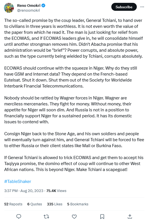 General Tchiani and Reno Omokri Freelanews