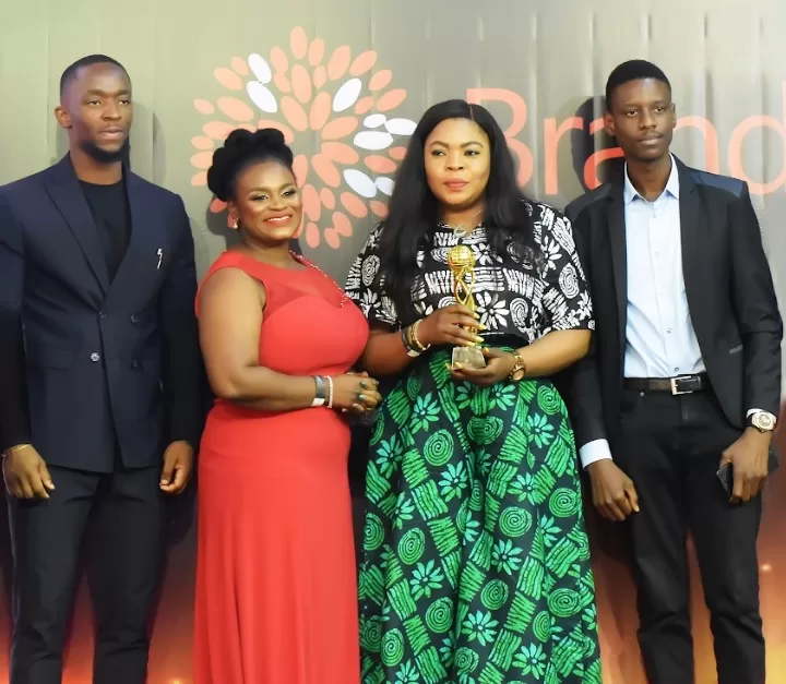 From Left: Godwin Anumenechi, Brand Analyst; with Tolani Tijani, Brand Manager; Memuna Idegwu, Trade Marketing Manager; and Onuwabhagbe Omodiagbe. Media Manager; all of Mouka Limited; at the Brandcom Awards 2023, where Mouka was recognised as the “'Innovative Mattress Brand of the Year.”