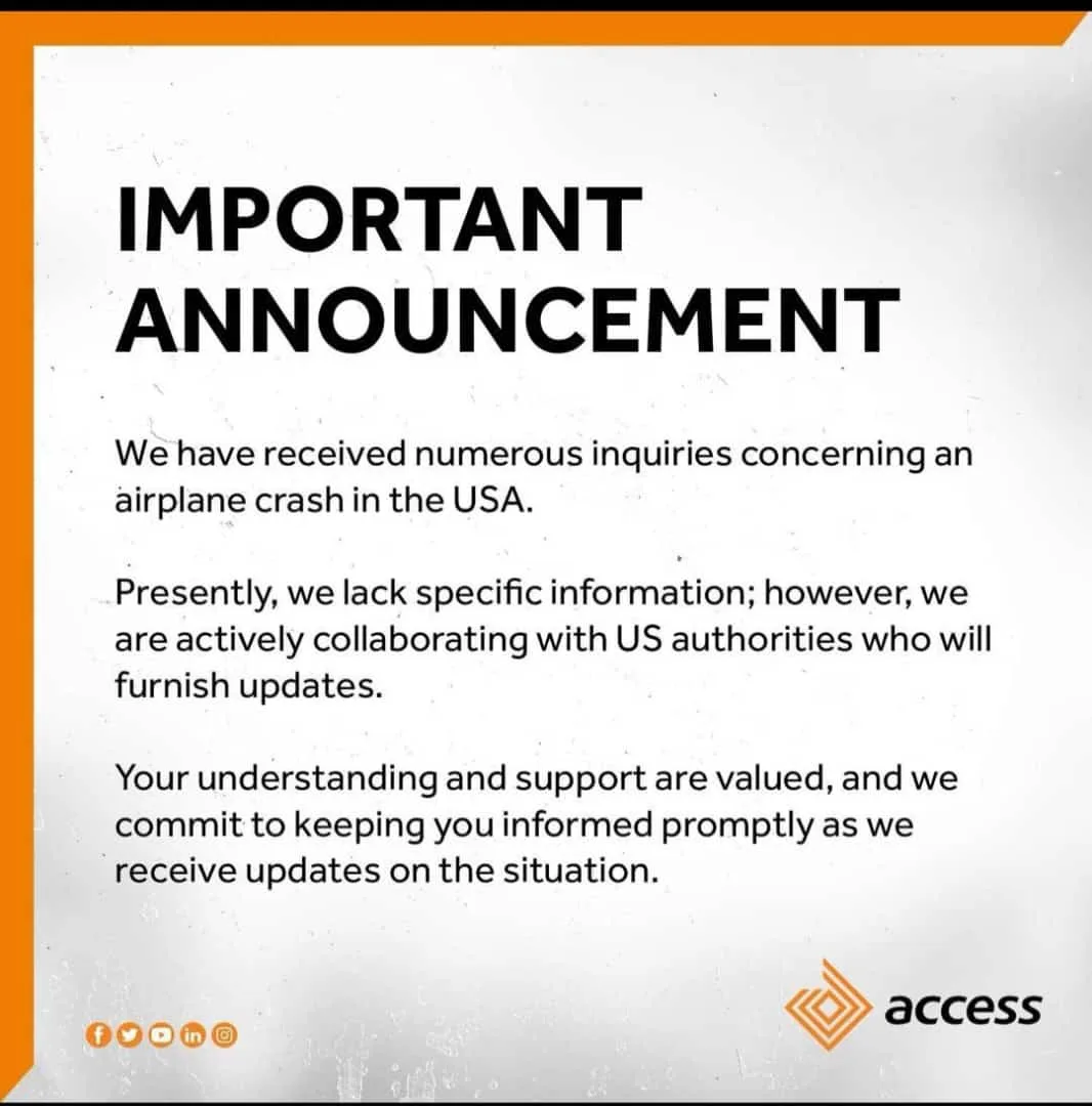 Access Bank helicopter crash