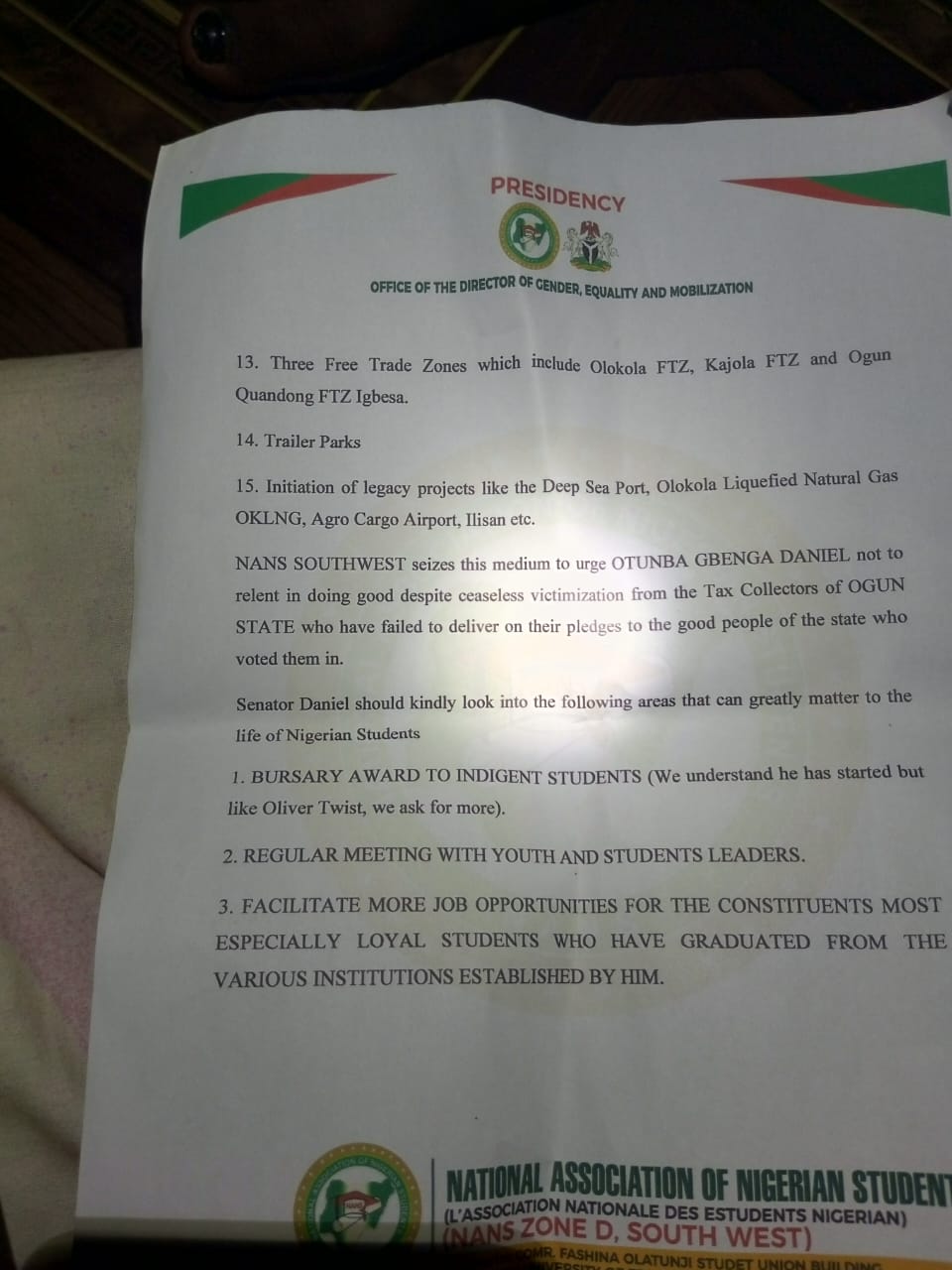 Ignore your traducers, NANS tells Gbenga Daniel, lists fmr governor achievements