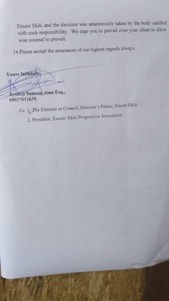 Emure Local Government property sale