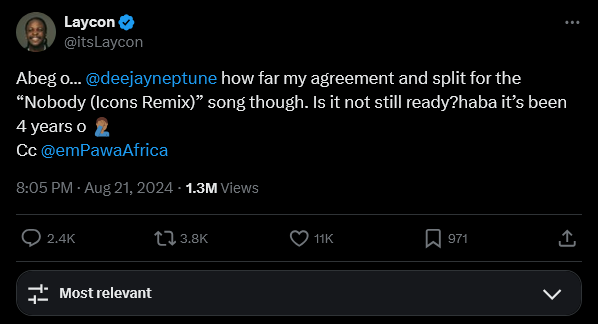 Laycon calls out DJ Neptune