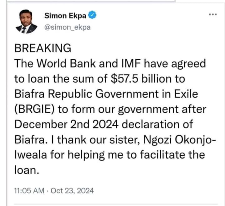 Okonjo-Iweala refutes Biafra leader's false claims