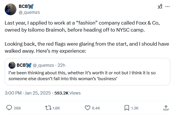 Isilomo Braimoh unethical work practices