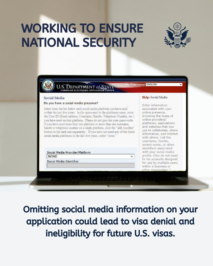 us visa social media