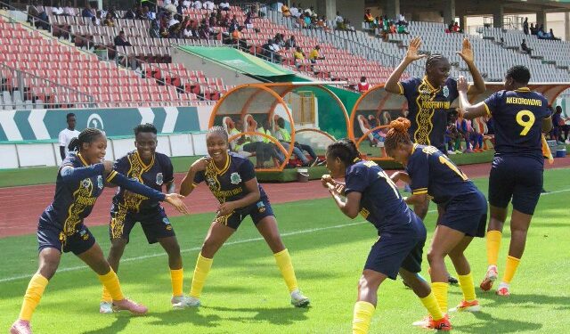 Bayelsa Queens celebrating at WAFU B qualifiers