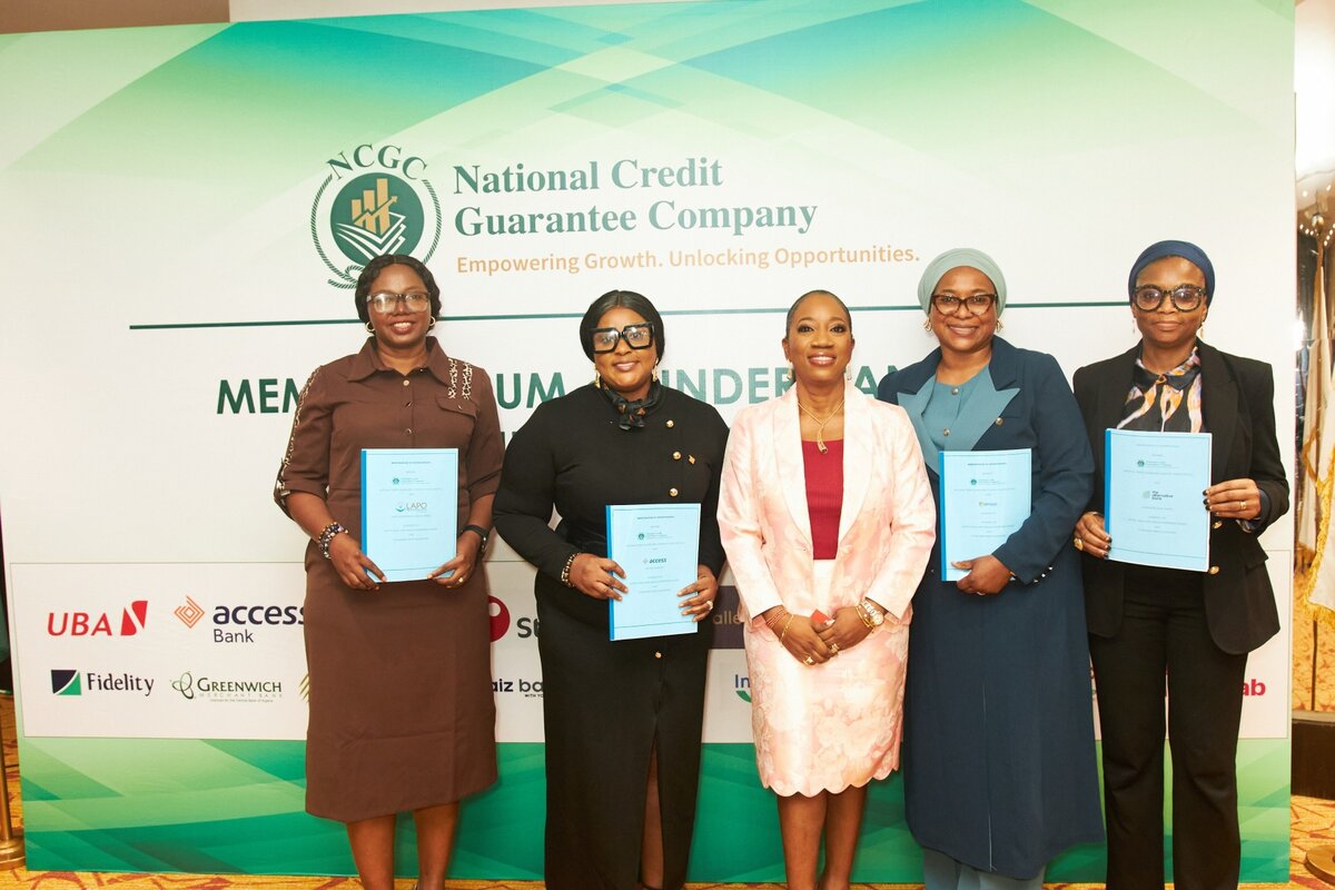 Lapo MFB Mrs. Lilian Ehigiamusoe ED Operations Tinuola Aigwedo ED strategy and Operations NCGC Omolara Ismail Business Head Lagos and Southern Directorate Mrs Korede Demola Adeniyi ED South.jpg
