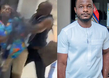 A tense altercation between multiple individuals, highlighting a conflict or dispute in a public or social setting.