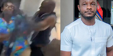 A tense altercation between multiple individuals, highlighting a conflict or dispute in a public or social setting.