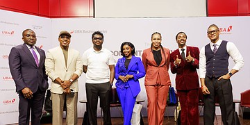 Directorate Head, Group Resources, United Bank for Africa(UBA), Tomiwa Sotiloye; Digital Health Educator, Chinonso Egemba (Aproko Doctor); Content Creator, Nasiru Lawal (Nasboi); Kenyan Actress and Media Entrepreneur, Catherine Kamau; Group Head, Marketing and Corporate Communications, UBA, Alero Ladipo; Digital Influencer, Enioluwa Adeoluwa; and Digital Creator & Actor, Elozonam Ogbolu, at the UBA Business Series Session, themed , “Content that Converts: Building Influence and Driving Growth Through Strategic Marketing,” held at the UBA House in Lagos, on Thursday