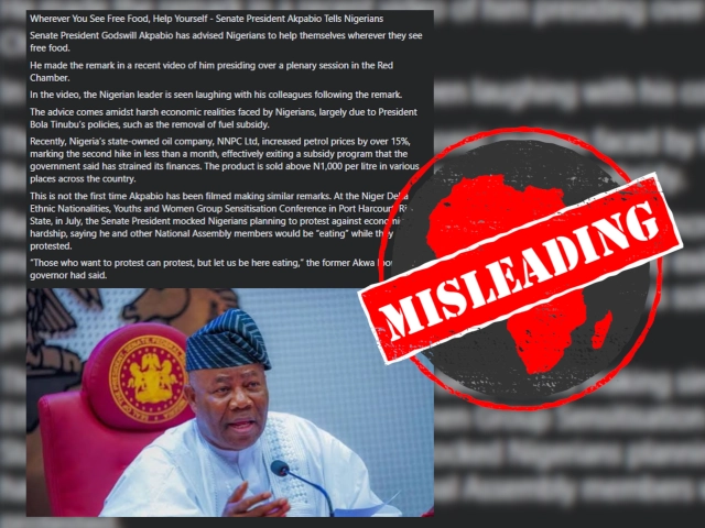 Godswill Akpabio fake quote dismissed as false