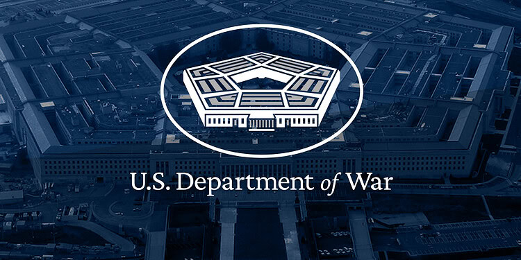 U.S. Department of War office building, aerial view, modern design, government facility, strategic military headquarters, complex architecture, urban infrastructure, drone perspective, security, federal administration.