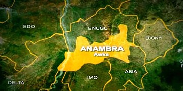 Anambra State highlighted on a map of Nigeria, showing its neighbouring states including Enugu, Eboniyi, Abia, and Imo, with Anambra's capital, Awka, marked prominently for geographical context.