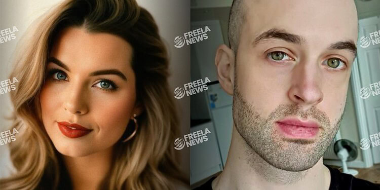 Beautiful woman with blonde hair and blue eyes, professional makeup, smiling confidently, perfect for beauty and fashion articles.