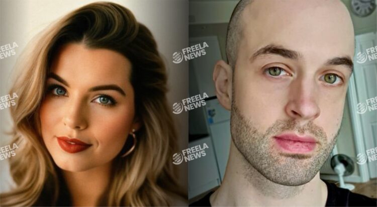 Beautiful woman with blonde hair and blue eyes, professional makeup, smiling confidently, perfect for beauty and fashion articles.