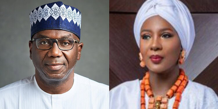 Distinguished Nigerian man wearing traditional attire and glasses, cross-section profile, formal setting, emblematic of Nigerian leadership and culture.