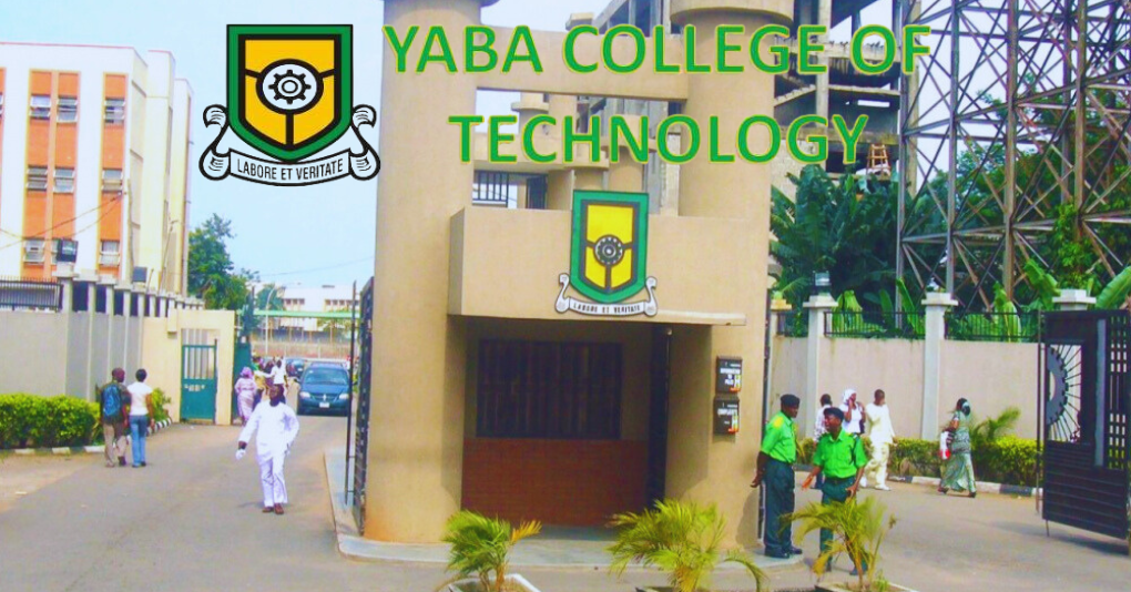 Yaba College of Technology campus entrance with students and staff, showcasing the institution's modern facilities and academic environment.