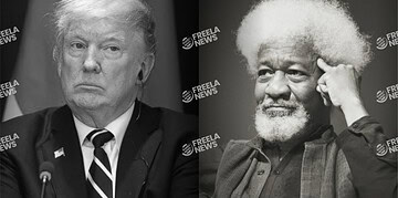Donald Trump and Wendell Pierce in a black and white photo, showcasing a contrast of political figure and cultural icon, perfect for news and current affairs features on Freelanews.