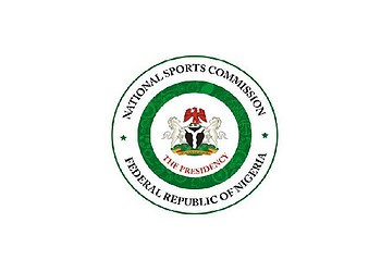 National Sports Commission Nigeria emblem, official logo of Nigeria's sports governing body, featuring coat of arms with eagle and horses, representing sports administration in Nigeria.
