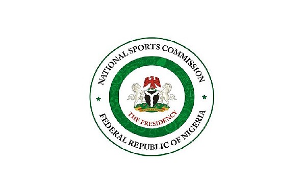 National Sports Commission Nigeria emblem, official logo of Nigeria's sports governing body, featuring coat of arms with eagle and horses, representing sports administration in Nigeria.