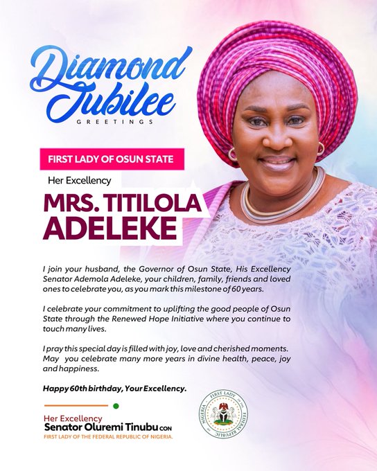 Tinubu sends Adeleke's wife