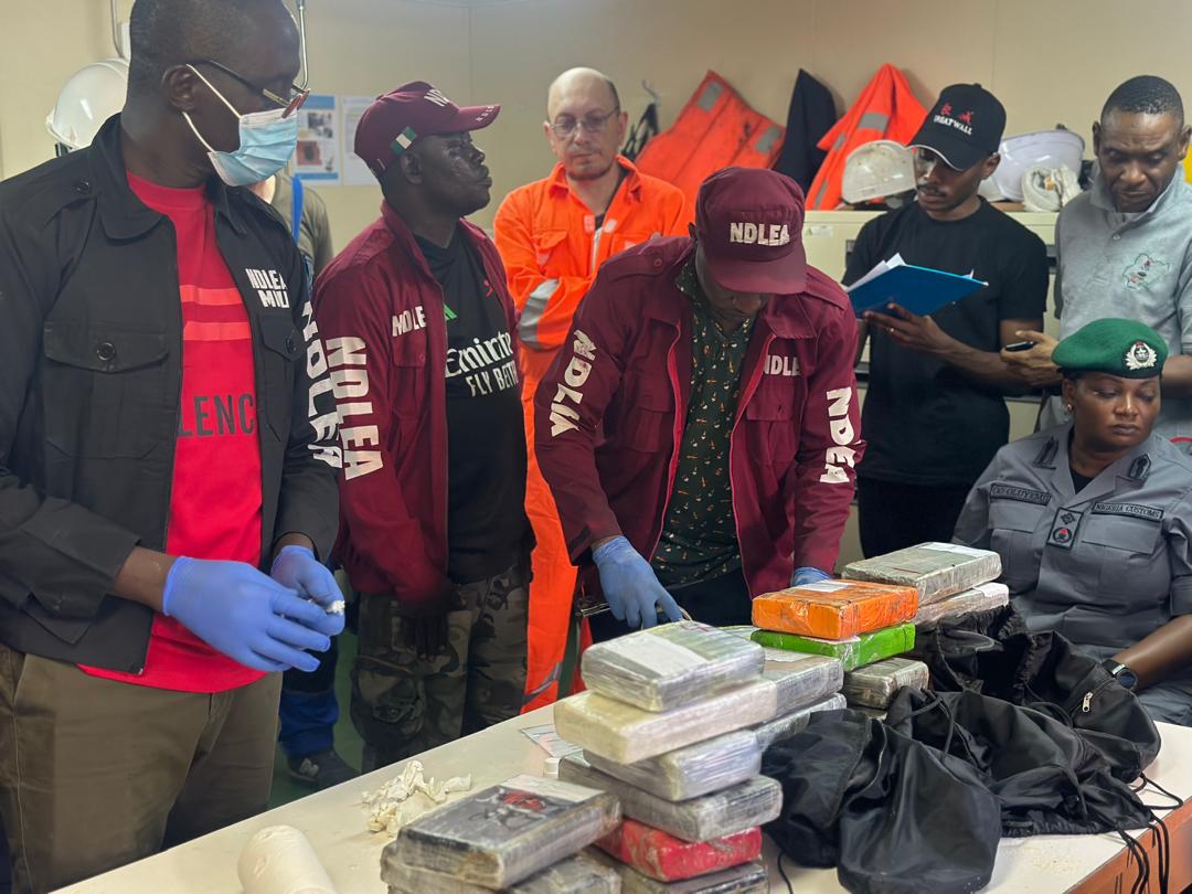 NDLEA seizes 25.5kg of cocaine aboard Brazilian vessel MV San Antonio